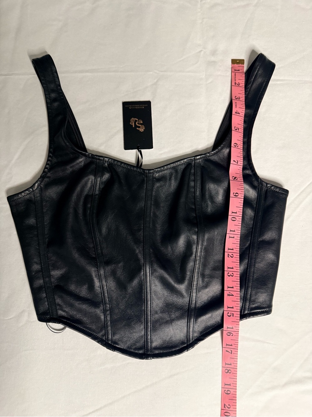 Sincerely Jules Black Faux Leather Corset Crop Top - Picture 3 of 5